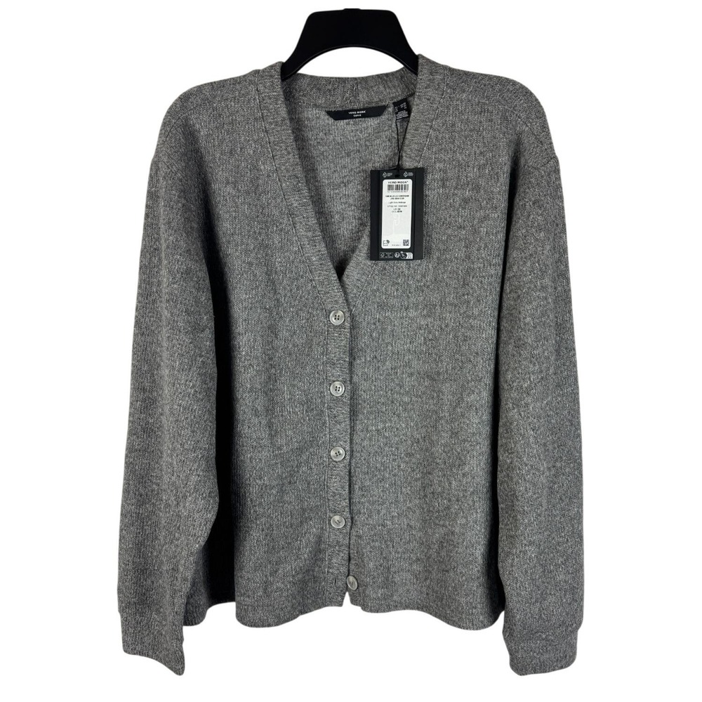 Vero Moda Cardigan Button Down Long Sleeve Women 2X Grey Melange